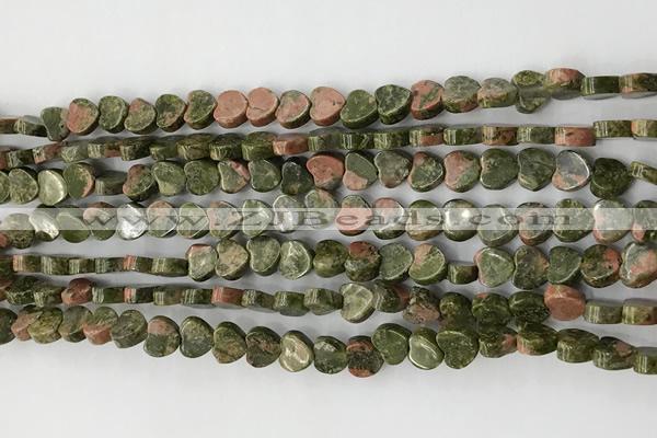 CHG100 15.5 inches 6mm flat heart unakite gemstone beads wholesale