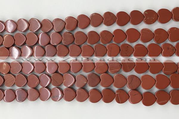 CHG121 15.5 inches 8mm flat heart red jasper beads wholesale