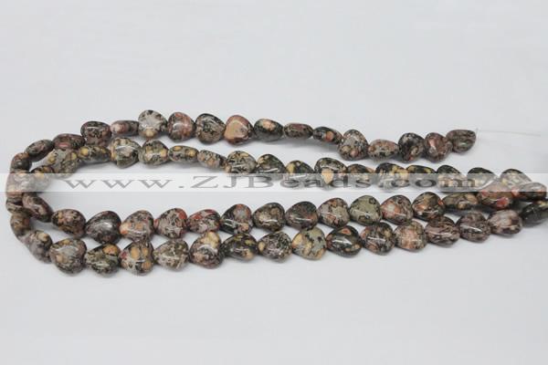 CHG35 12*12mm heart red leopard skin jasper beads wholesale