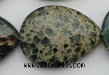 CIJ40 15.5 inches 30*40mm flat teardrop impression jasper beads wholesale