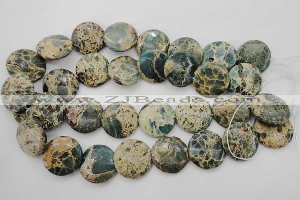 CIJ47 15.5 inches 25mm flat round impression jasper beads wholesale