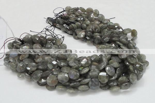 CLB14 16 inches 14mm faceted coin labradorite gemstone beads