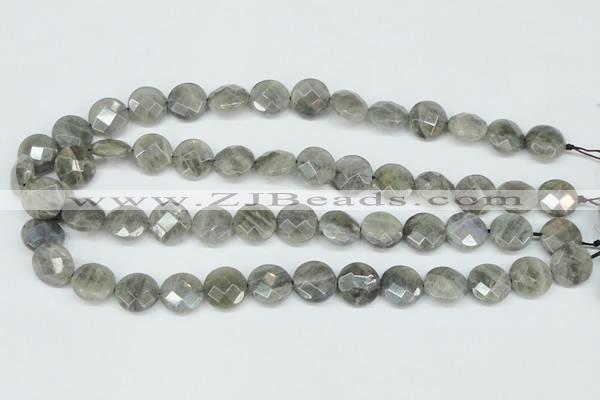 CLB191 15.5 inches 14mm faceted coin labradorite gemstone beads