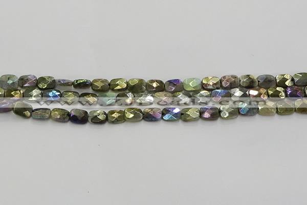 CLB695 15.5 inches 8*10mm faceted rectangle AB-color labradorite beads