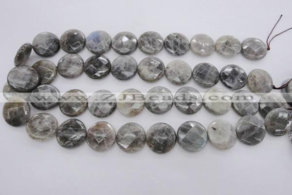 CLB745 15.5 inches 18mm faceted coin labradorite gemstone beads