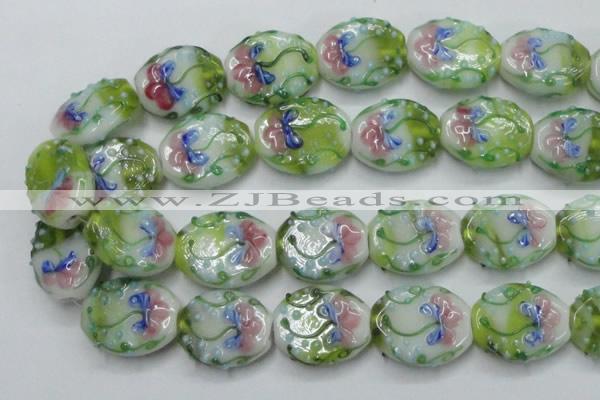 CLG803 15.5 inches 22*28mm oval lampwork glass beads wholesale