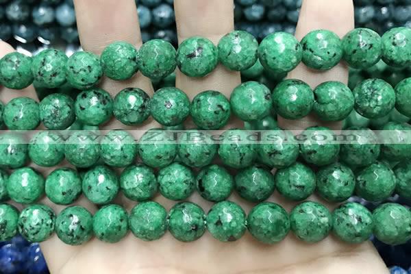 CLJ575 15 inches 10mm faceted round sesame jasper beads