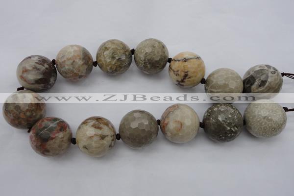 CLS08 15.5 inches 30mm faceted round large chrysanthemum agate beads