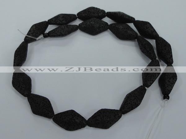 CLV48 15 inches 13*23mm rhombus black natural lava beads wholesale