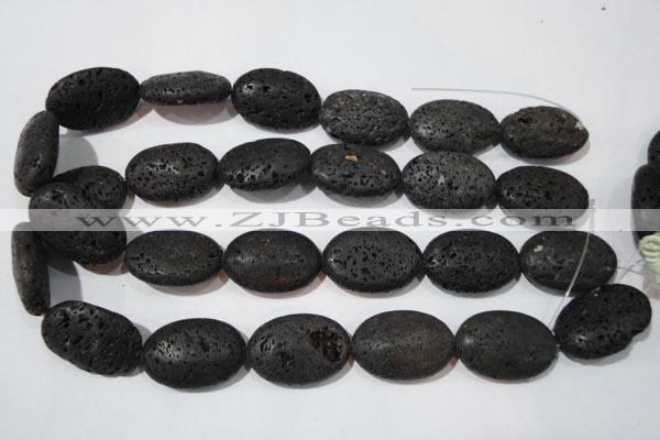 CLV508 15.5 inches 20*30mm oval black lava beads wholesale