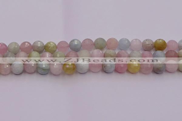 CMG212 15.5 inches 10mm faceted round morganite beads wholesale