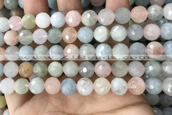 CMG381 15.5 inches 10mm faceted round morganite gemstone beads