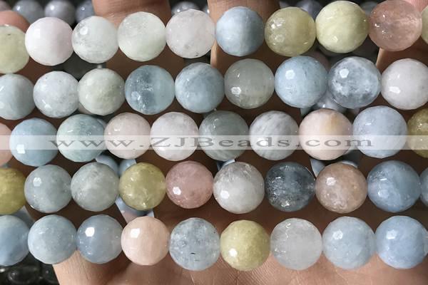 CMG389 15.5 inches 12mm faceted round morganite beads wholesale