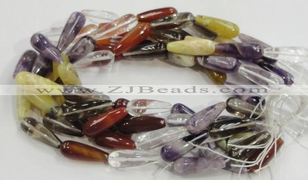 CMQ23 15.5 inches 10*30mm teardrop multicolor quartz beads