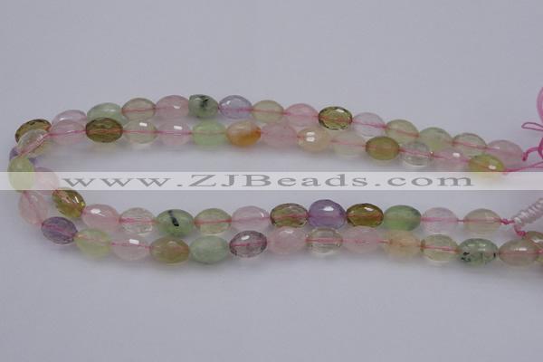 CMQ318 15.5 inches 10*14mm faceted rice mixed quartz beads