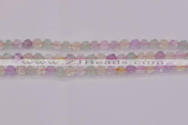 CMQ367 15.5 inches 8mm faceted nuggets mixed quartz beads