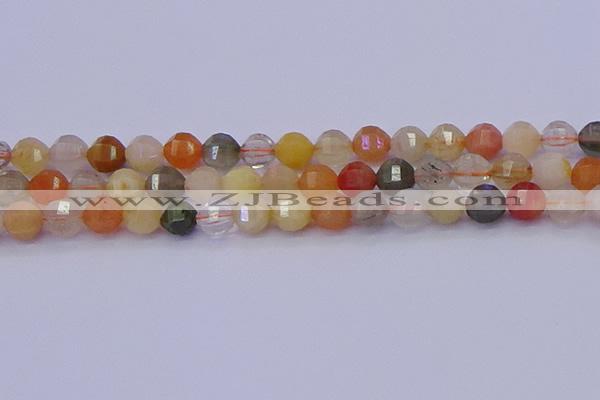 CMQ427 15.5 inches 8mm faceted round natural mixed quartz beads