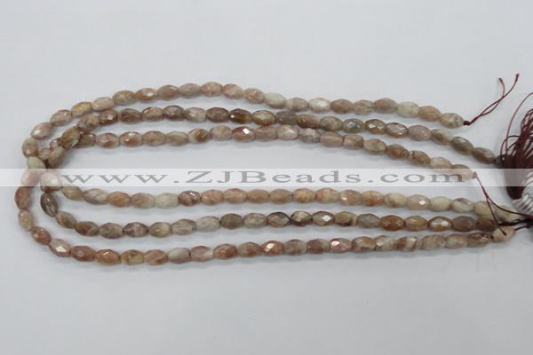 CMS100 15.5 inches 6*9mm faceted rice moonstone gemstone beads