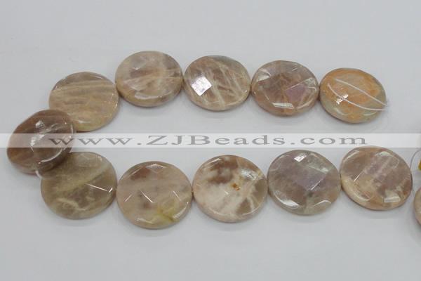 CMS115 15.5 inches 35mm faceted coin moonstone gemstone beads