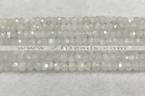 CMS1910 15.5 inches 4.5*6mm faceted rondelle white moonstone beads