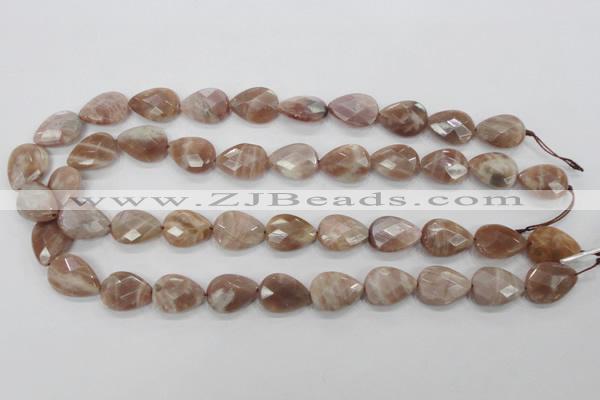 CMS54 15.5 inches 13*18mm faceted flat teardrop moonstone beads