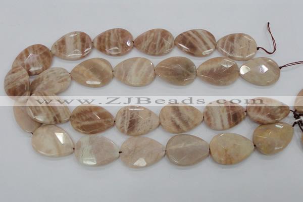 CMS56 15.5 inches 22*30mm faceted flat teardrop moonstone beads