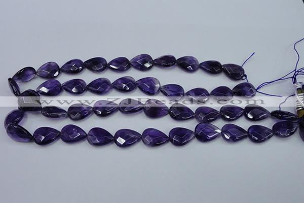 CNA262 15.5 inches 13*18mm faceted flat teardrop natural amethyst beads