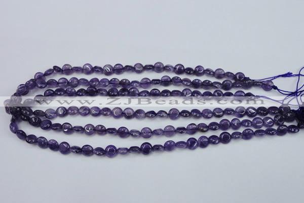 CNA266 15.5 inches 8mm flat round natural amethyst beads wholesale