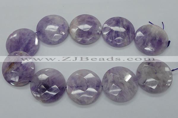 CNA327 15.5 inches 40mm faceted coin natural lavender amethyst beads