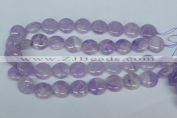 CNA436 15.5 inches 20mm flat round natural lavender amethyst beads