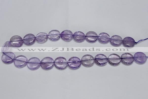 CNA822 15.5 inches 14mm flat round natural light amethyst beads