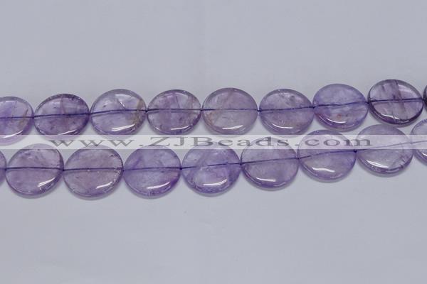 CNA827 15.5 inches 30mm flat round natural light amethyst beads