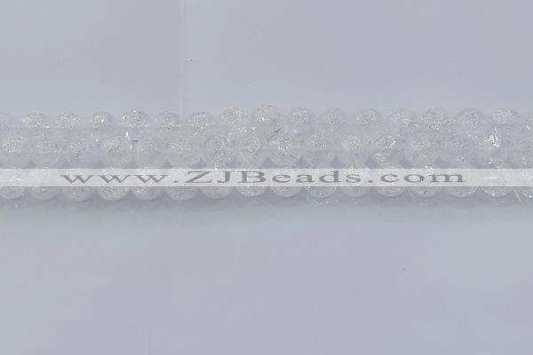 CNC552 15.5 inches 8mm round natural crackle white crystal beads