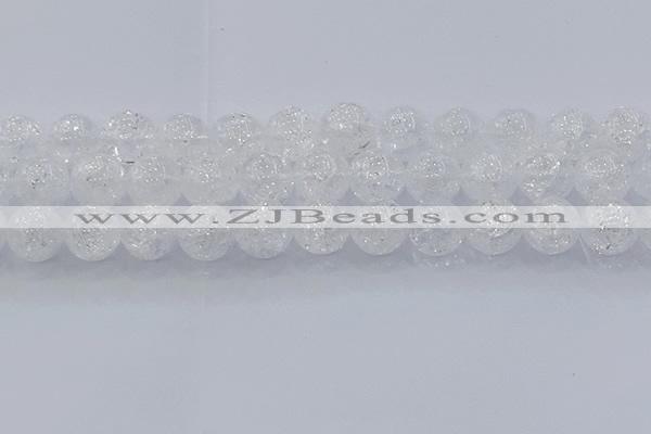 CNC556 15.5 inches 16mm round natural crackle white crystal beads