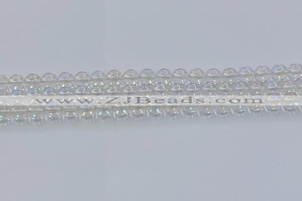 CNC571 15.5 inches 8mm round plated natural white crystal beads