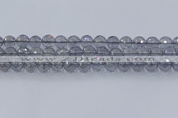 CNC642 15.5 inches 12mm faceted round plated natural white crystal beads