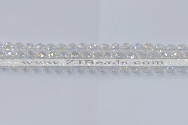 CNC646 15.5 inches 8mm faceted round plated natural white crystal beads