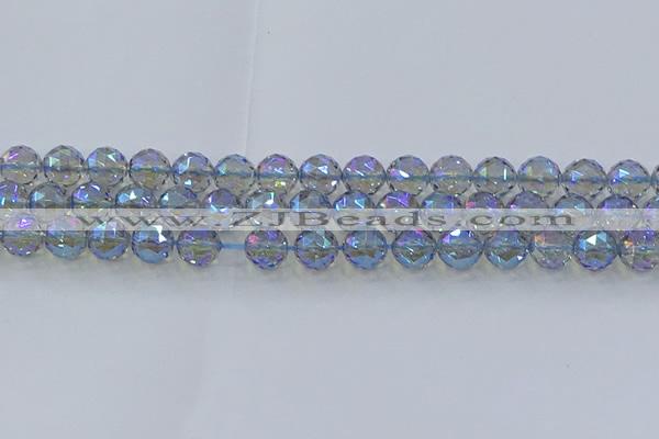 CNC659 15.5 inches 10mm faceted round plated natural white crystal beads