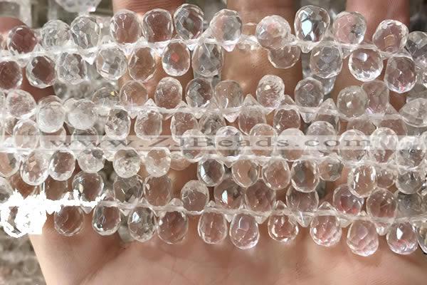 CNC822 Top drilled 6*9mm faceted teardrop white crystal beads