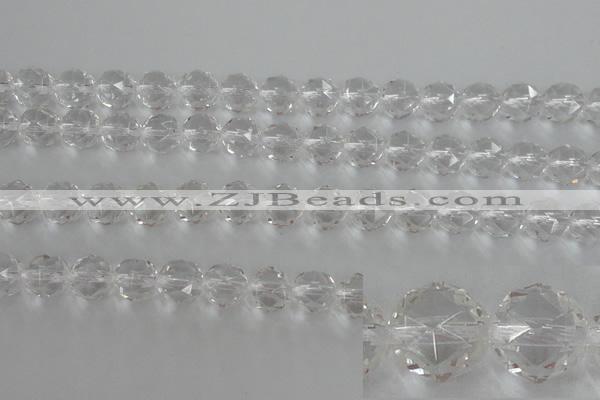 CNC89 15.5 inches 8mm faceted round natural white crystal beads