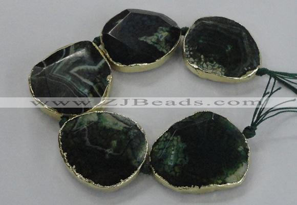 CNG1626 8 inches 40*45mm - 45*50mm freeform agate beads with brass setting