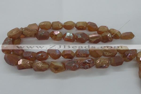 CNG1798 13*18mm - 15*20mm faceted nuggets plated quartz beads