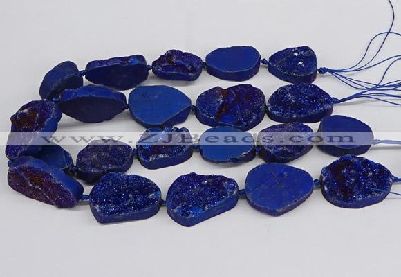 CNG3278 22*30mm - 30*40mm freeform plated druzy agate beads