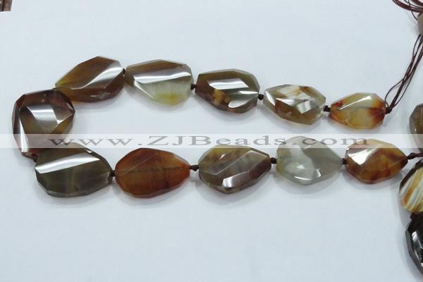 CNG488 20*25mm – 30*42mm twisted & faceted nuggets agate beads