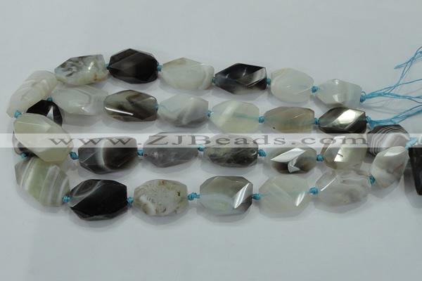 CNG492 15 inches 18*25mm – 25*32mm twisted & faceted nuggets agate beads