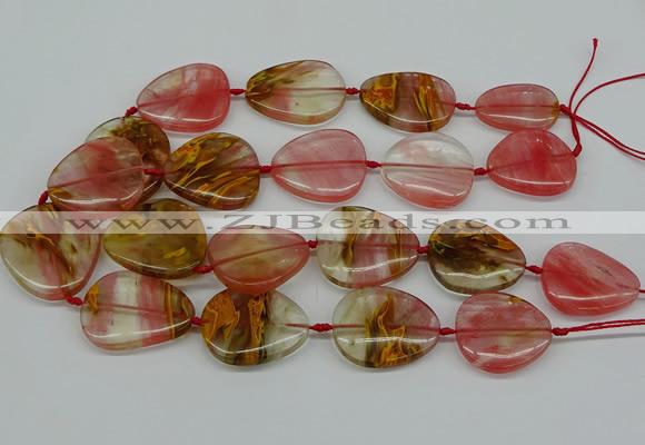 CNG5155 16*22mm - 30*35mm freeform volcano cherry quartz beads