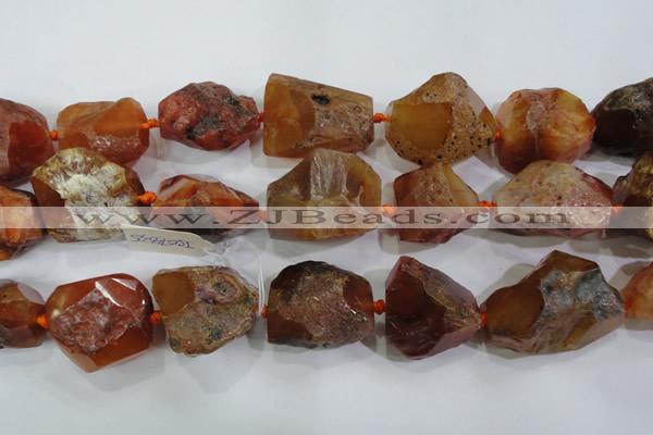 CNG567 18*25mm - 25*35mm faceted nuggets red agate beads