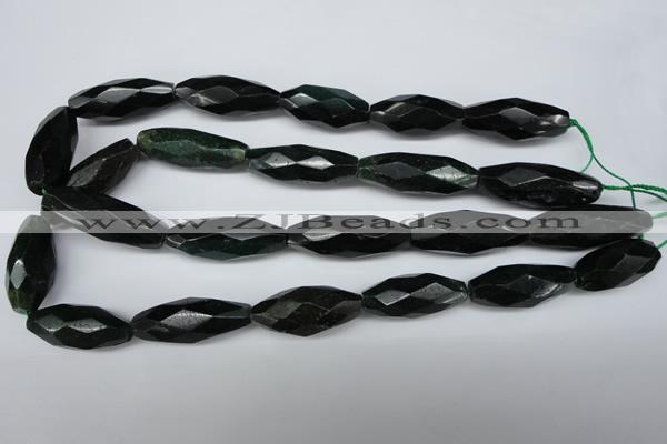 CNG593 13*30mm - 14*35mm faceted rice African prase jasper nugget beads