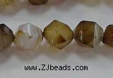 CNG6518 15.5 inches 10mm faceted nuggets line agate beads