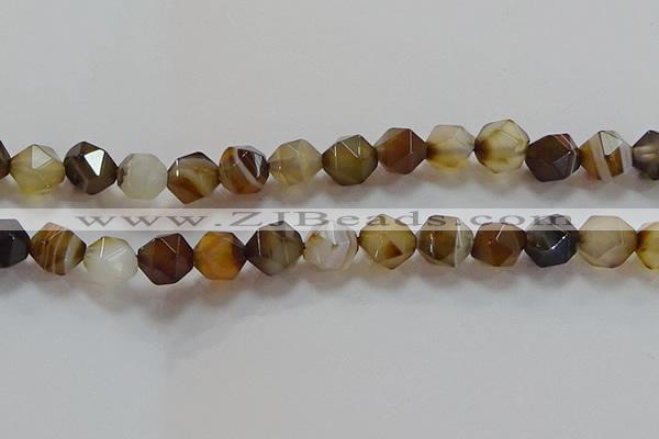 CNG6519 15.5 inches 12mm faceted nuggets line agate beads